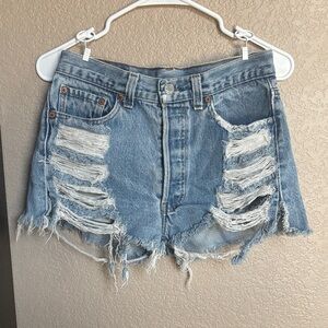Levi's Light Blue Distressed Denim Jean Shorts